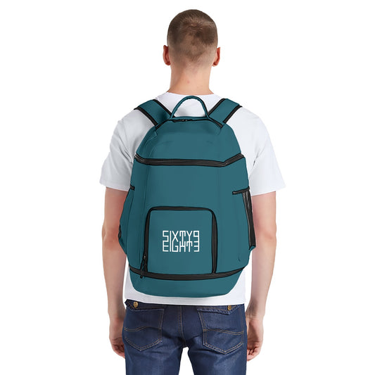 Sixty Eight 93 Logo White Dark Teal Multifunctional Oxford Backpack