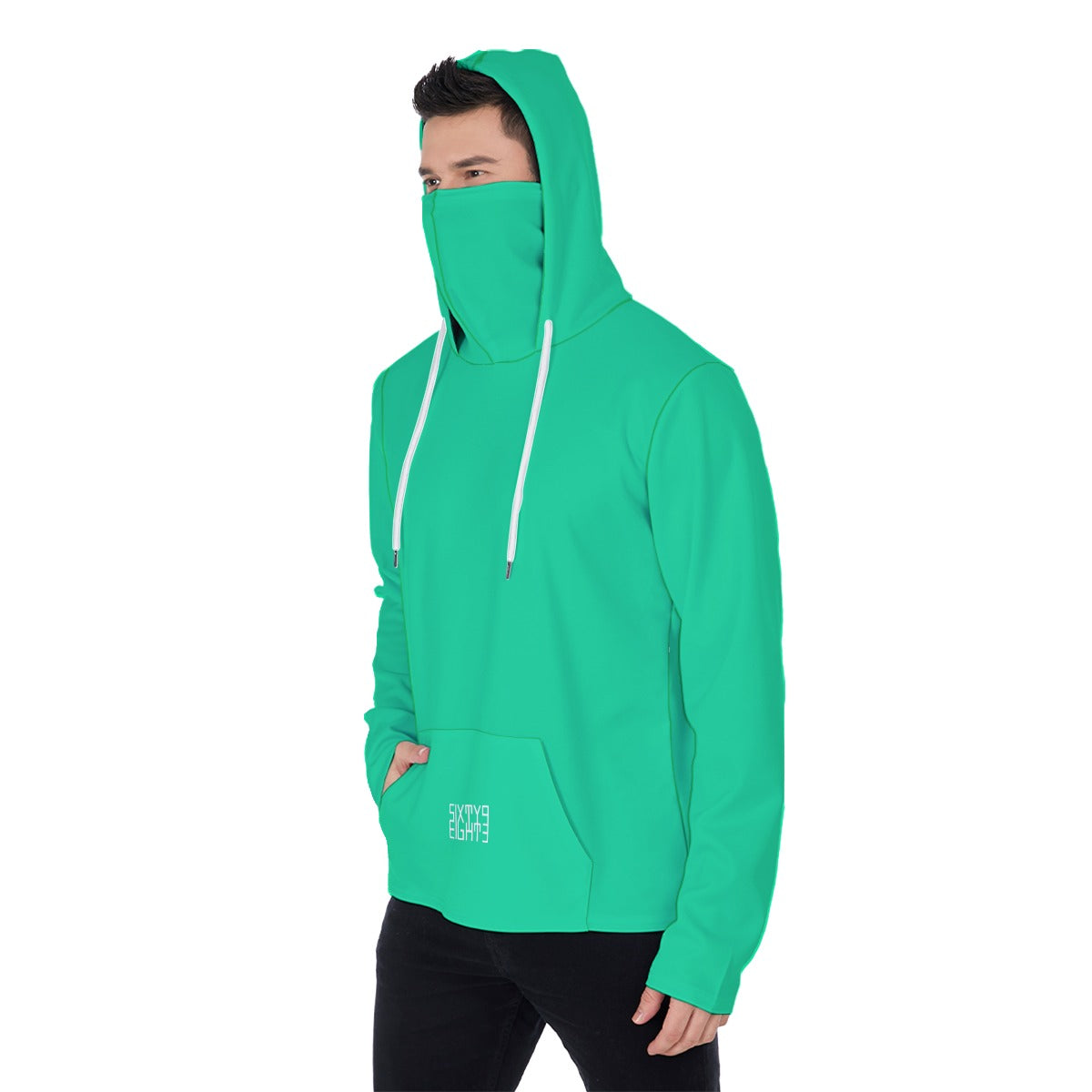 Sixty Eight 93 Sea Green Men's Heavy Fleece Hoodie With Mask