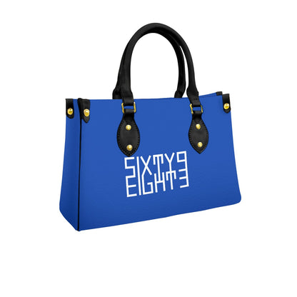 Sixty Eight 93 Logo White Blue Women's Tote Bag With Black Handle