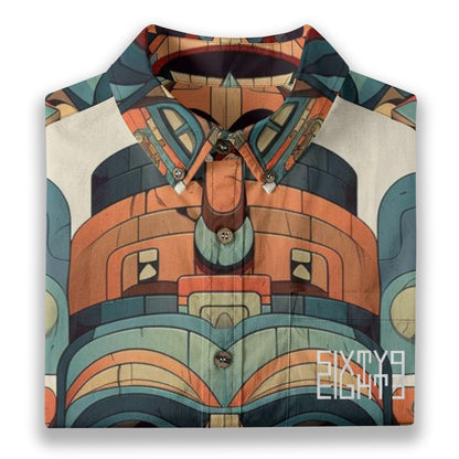 Sixty Eight 93 Logo White Totem II Cotton Button Up Shirt
