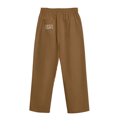 Sixty Eight 93 Logo White Chocolate Brown Unisex Straight Casual Pants