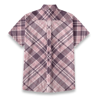 Sixty Eight 93 Logo White & Black Lavender Plaid Cotton Button Up Shirt