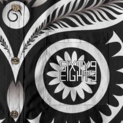 Sixty Eight 93 Logo White & Black Nocturnal One Cotton Button Up Shirt