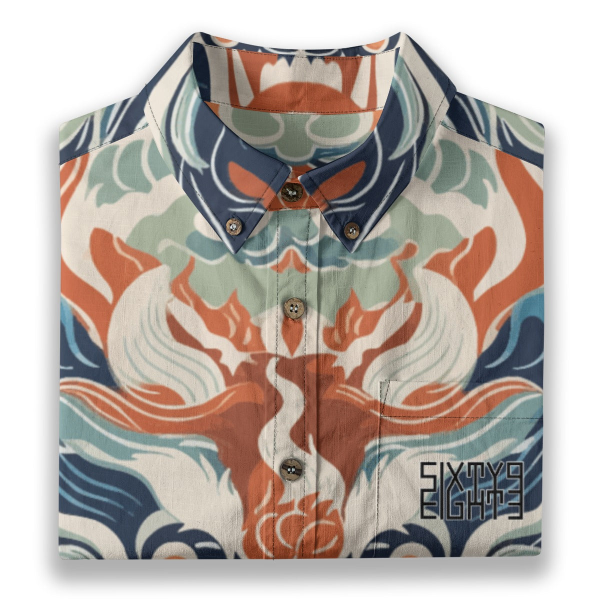 Sixty Eight 93 Logo White & Black LJ 20 Design Cotton Button Up Shirt