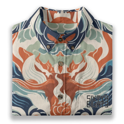 Sixty Eight 93 Logo White & Black LJ 20 Design Cotton Button Up Shirt