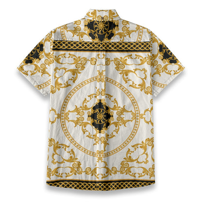 Sixty Eight 93 Logo Black Majestic White Gold Cotton Button Up Shirt