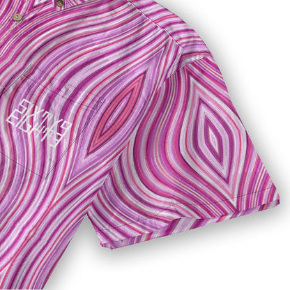 Sixty Eight 93 Logo White Twilight Magenta Lace Cotton Button Up Shirt