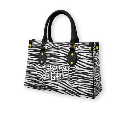 Sixty Eight 93 Logo White & Black OG Zebra Women's Tote Bag With Black Handle