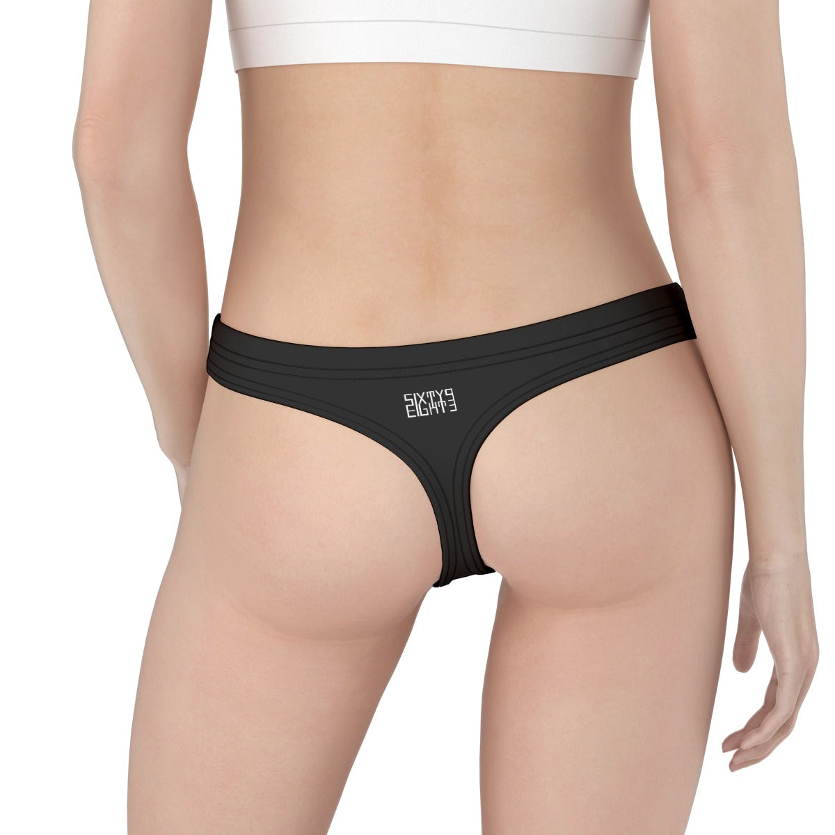 Sixty Eight 93 Logo White Black Low Cut Women's Thong