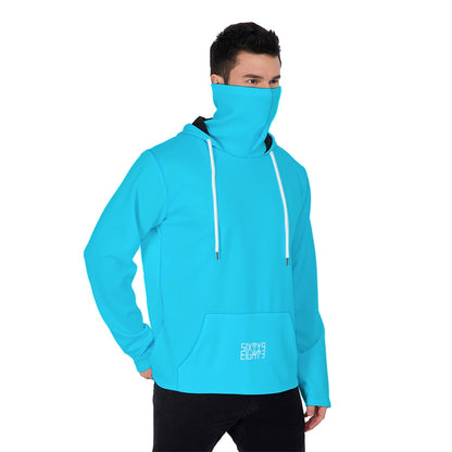 Sixty Eight 93 Aqua Blue Men's Heavy Fleece Hoodie With Mask