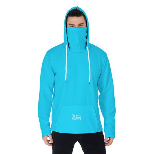 Sixty Eight 93 Aqua Blue Men's Heavy Fleece Hoodie With Mask