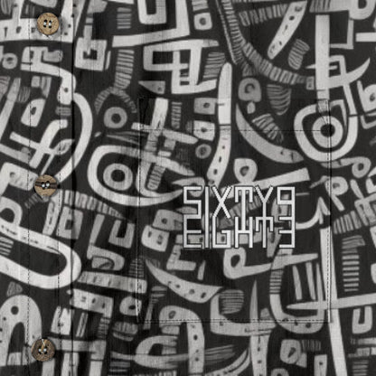 Sixty Eight 93 Logo White & Black Abstraction Cotton Button Up Shirt