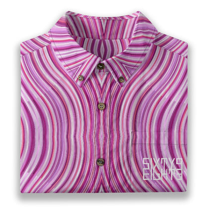 Sixty Eight 93 Logo White Twilight Magenta Lace Cotton Button Up Shirt