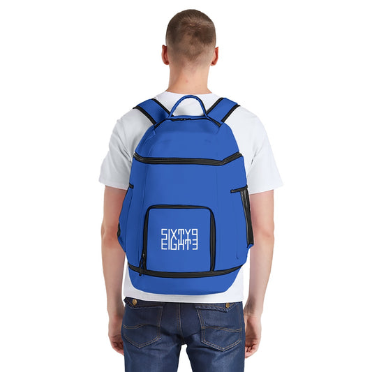 Sixty Eight 93 Logo White Blue Multifunctional Oxford Backpack