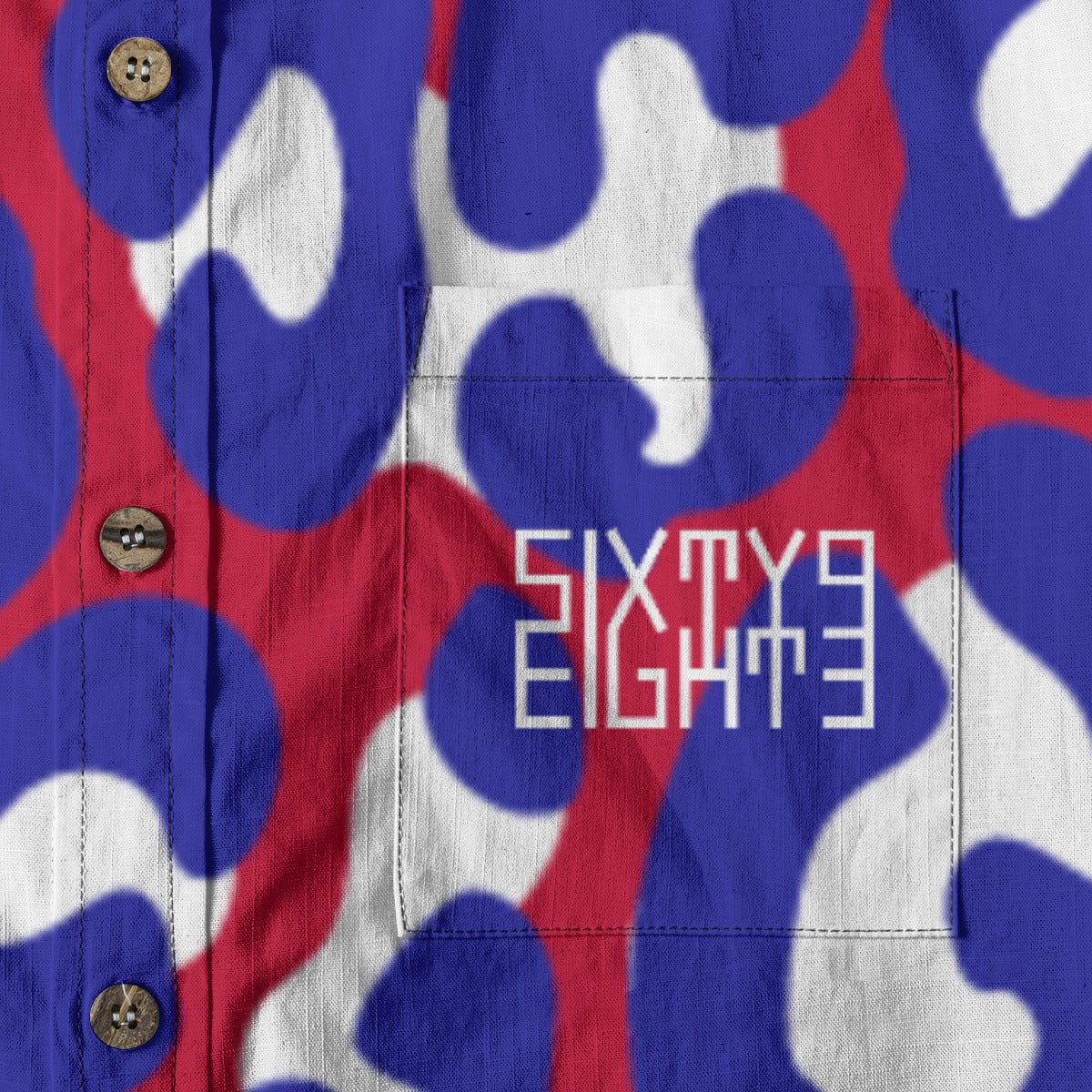 Sixty Eight 93 Logo White Spotted Burgundy Cotton Button Up Shirt