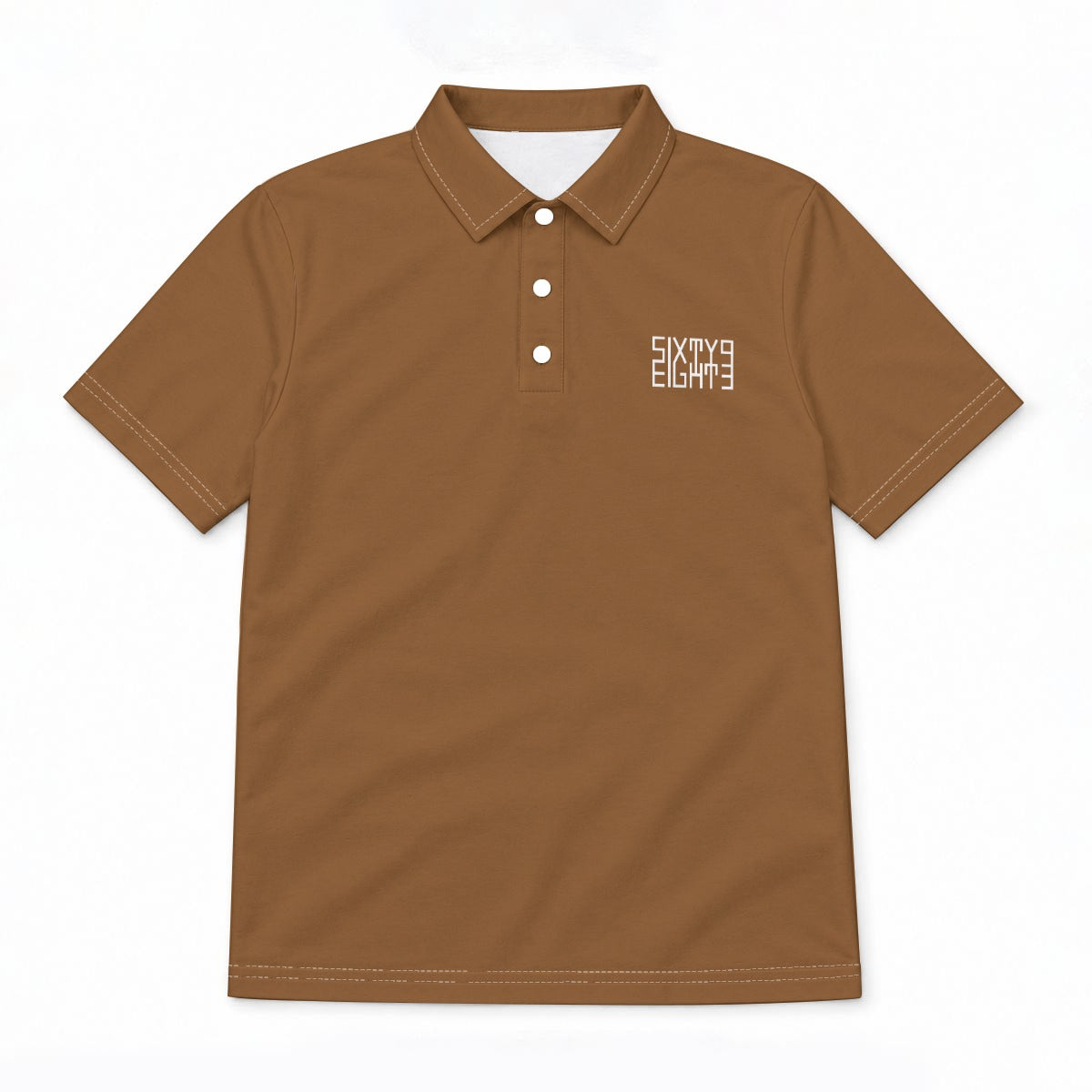 Sixty Eight 93 Logo White Chocolate Brown Men's Cotton Polo Shirt