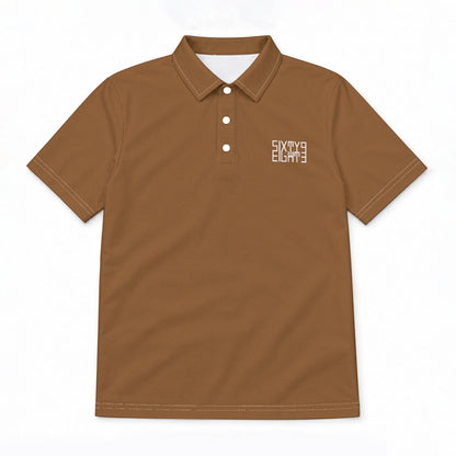 Sixty Eight 93 Logo White Chocolate Brown Men's Cotton Polo Shirt