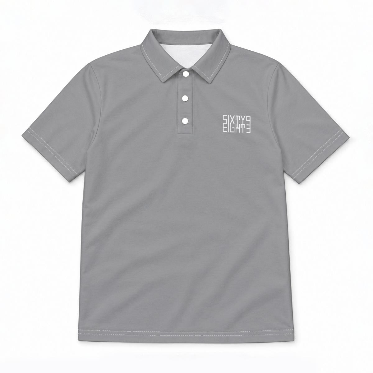 Sixty Eight 93 Logo White Gray Men's Cotton Polo Shirt