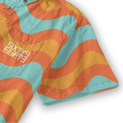 Sixty Eight 93 Logo White Sunray Sienna Cotton Button Up Shirt