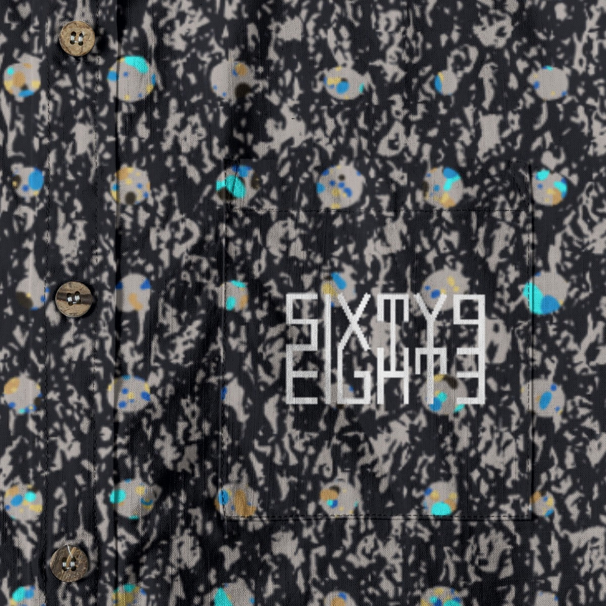 Sixty Eight 93 Logo White Luxurious Black Cotton Button Up Shirt