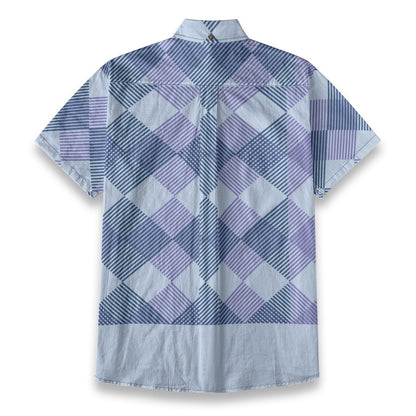 Sixty Eight 93 Logo White Shadow Pastel Blue Cotton Button Up Shirt