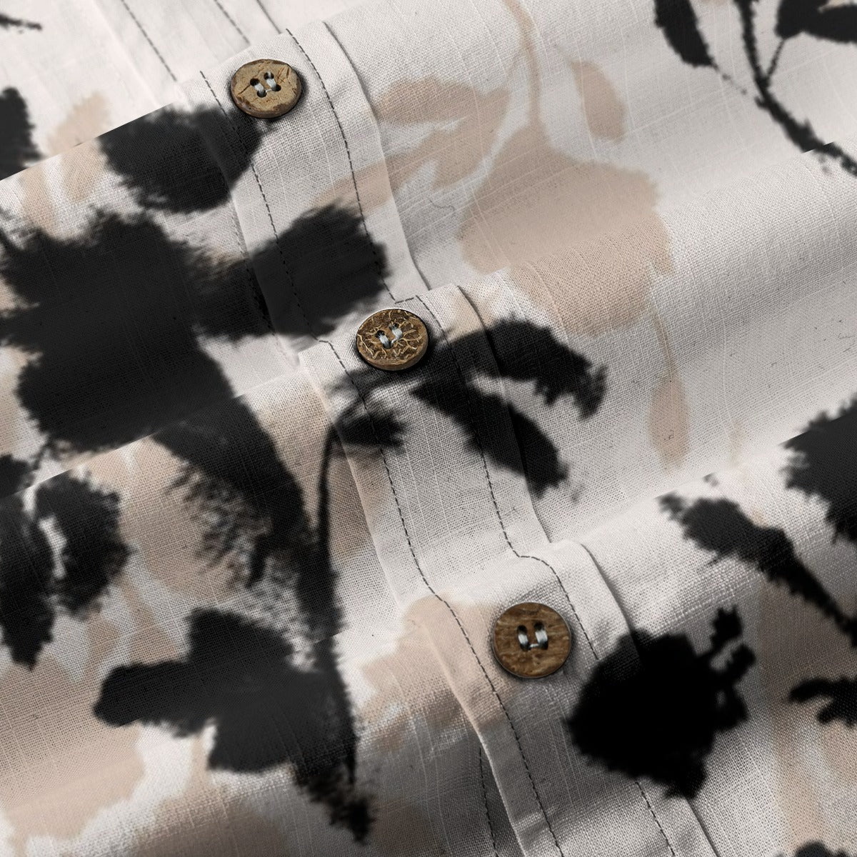 Sixty Eight 93 Logo White & Black Coffee Rose Cotton Button Up Shirt