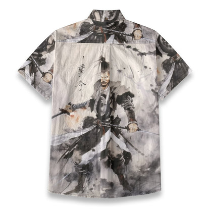 Sixty Eight 93 Logo Red Dual Wield Warrior Cotton Button Up Shirt