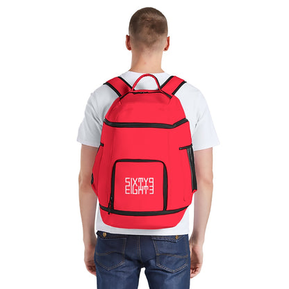 Sixty Eight 93 Logo White Red Multifunctional Oxford Backpack