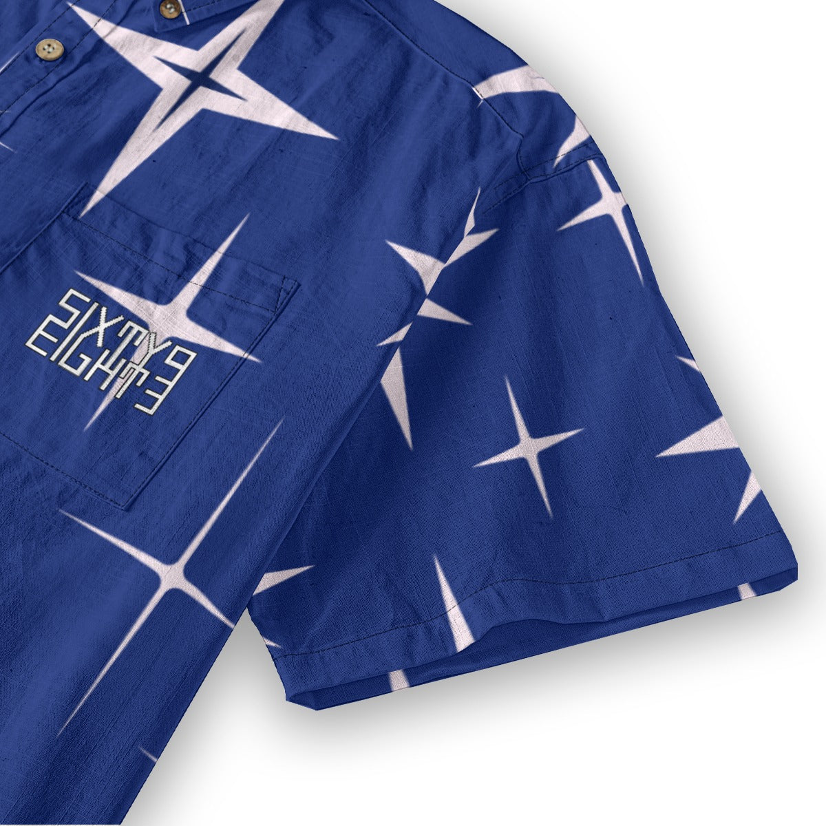 Sixty Eight 93 Logo White & Black Starlight Cotton Button Up Shirt