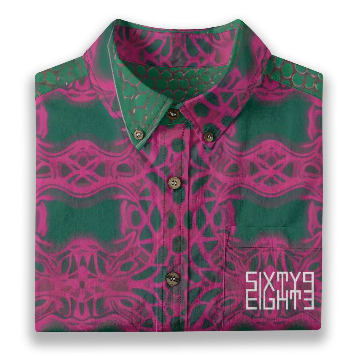Sixty Eight 93 Logo White Dark Mystic Slate Cotton Button Up Shirt