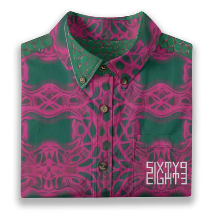 Sixty Eight 93 Logo White Dark Mystic Slate Cotton Button Up Shirt