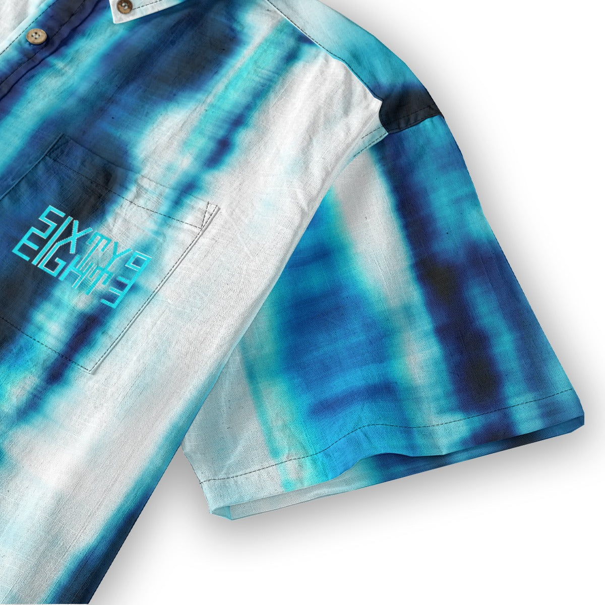 Sixty Eight 93 Logo Aqua Blue & White Blue Lake Cotton Button Up Shirt