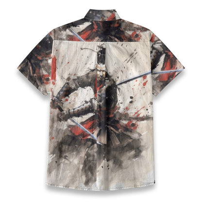 Sixty Eight 93 Logo Red Warrior's Strife Cotton Button Up Shirt