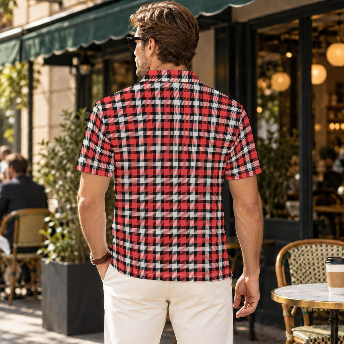 Sixty Eight 93 Logo White RBC Plaid Men's Cotton Polo Shirt