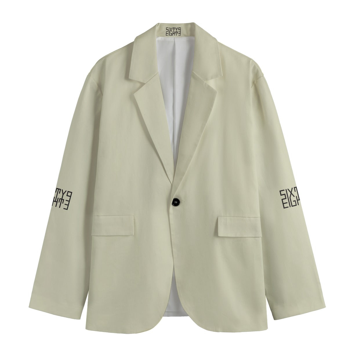 Sixty Eight 93 Cream Men's Casual Flat Lapel Collar Blazer