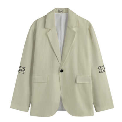 Sixty Eight 93 Cream Men's Casual Flat Lapel Collar Blazer