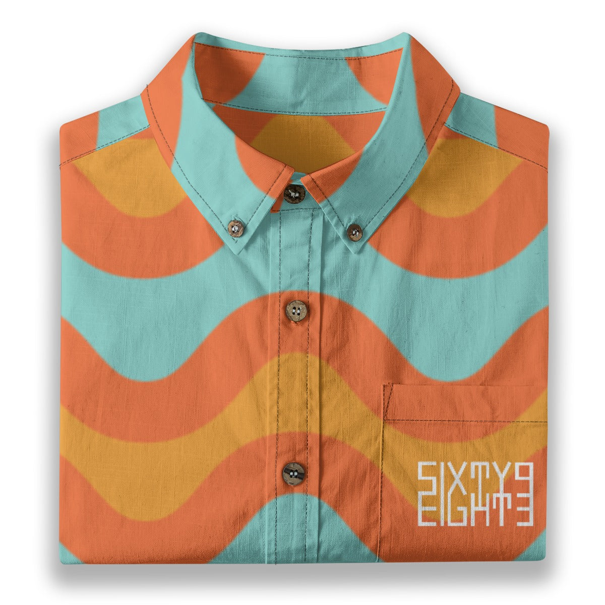 Sixty Eight 93 Logo White Sunray Sienna Cotton Button Up Shirt