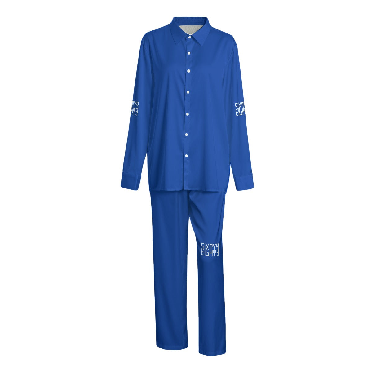 Sixty Eight 93 Logo White Blue Unisex Imitation Silk Pajama Set