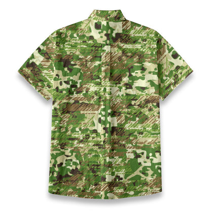 Sixty Eight 93 Logo Red Camo Leaf Bud Umber Cotton Button Up Shirt