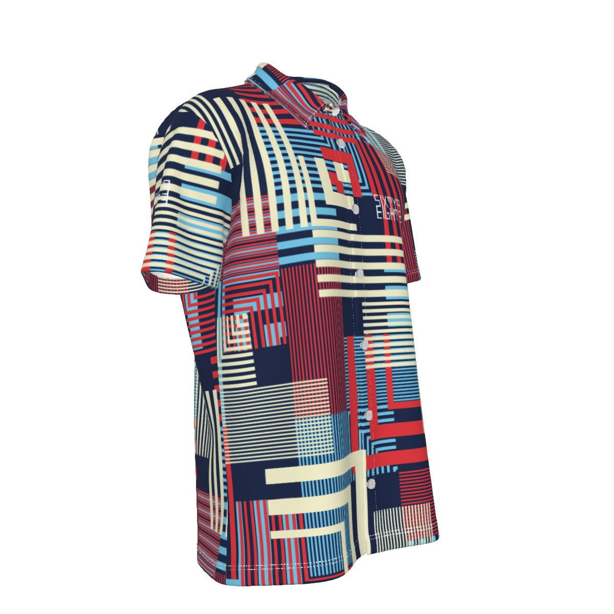 Sixty Eight 93 Logo White Multi Color Geo Button Up Shirt