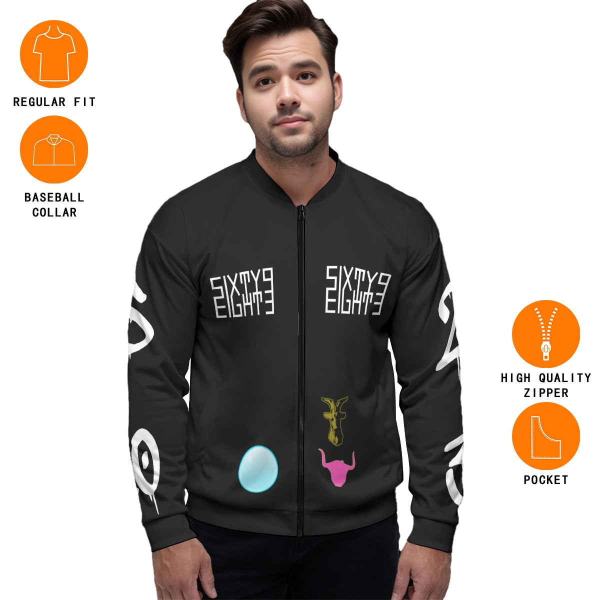 Sixty Eight 93 Cancers Only 2.0 Unisex Bomber Jacket (Black)