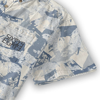 Sixty Eight 93 Logo Black Camo Blue & Grey Cotton Button Up Shirt