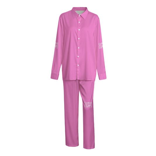 Sixty Eight 93 Logo White Pink Unisex Imitation Silk Pajama Set