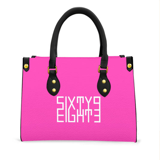 Sixty Eight 93 Logo White Fuchsia Women's Tote Bag With Black Handle