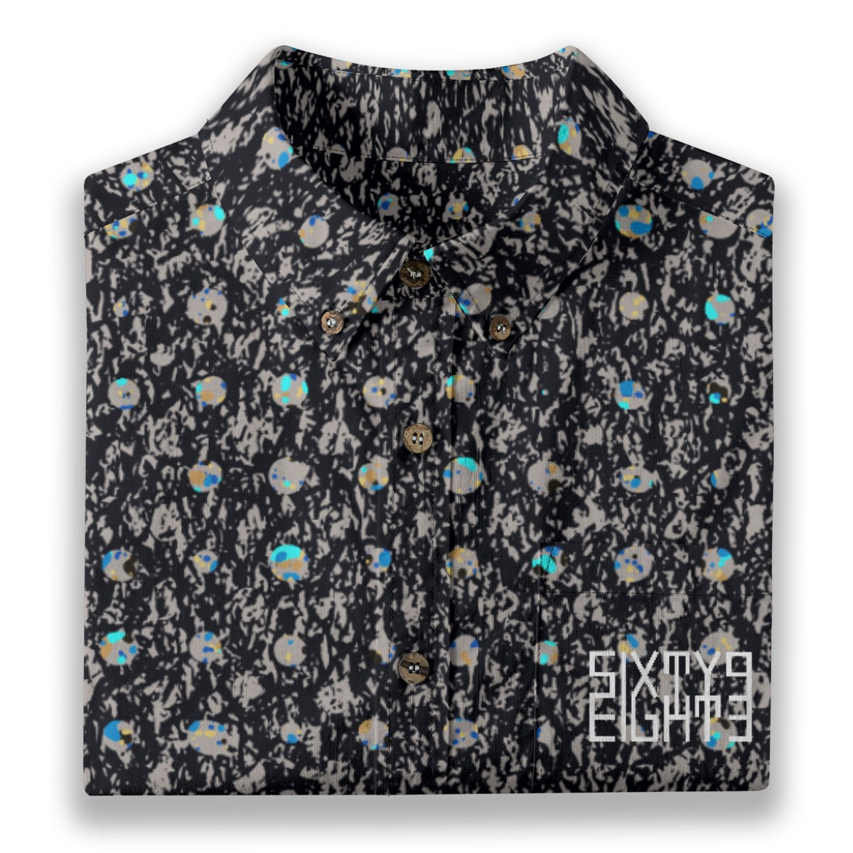 Sixty Eight 93 Logo White Luxurious Black Cotton Button Up Shirt