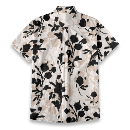 Sixty Eight 93 Logo White & Black Coffee Rose Cotton Button Up Shirt