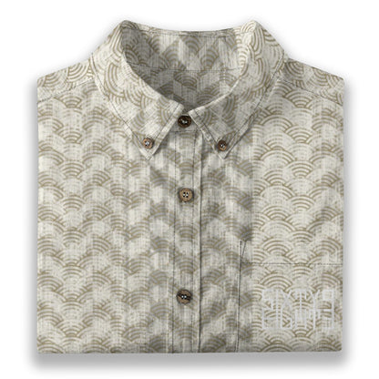 Sixty Eight 93 Logo White QS Timberwolf Cotton Button Up Shirt