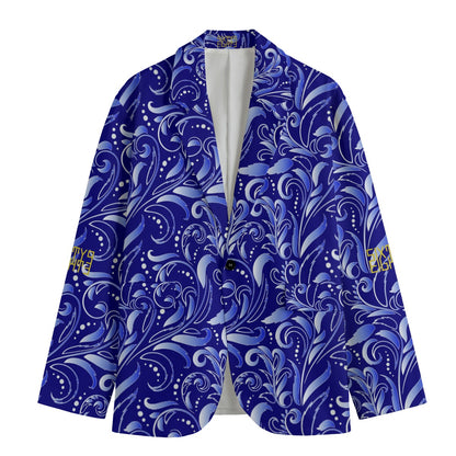 Sixty Eight 93 Floral Blue Men's Casual Flat Lapel Collar Blazer