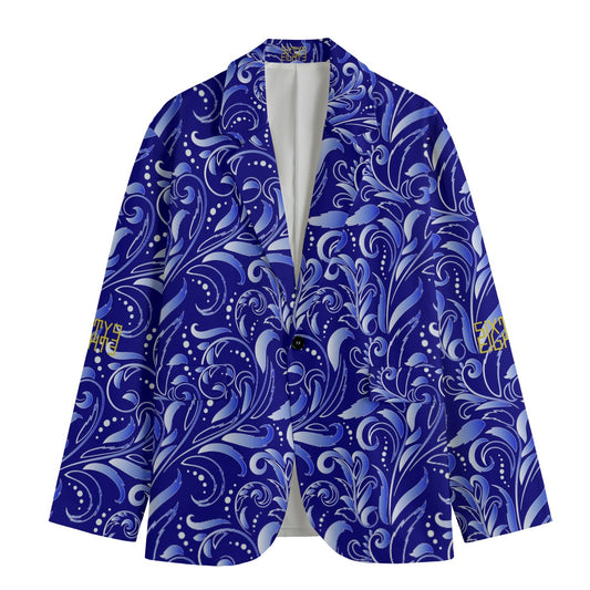 Sixty Eight 93 Floral Blue Men's Casual Flat Lapel Collar Blazer