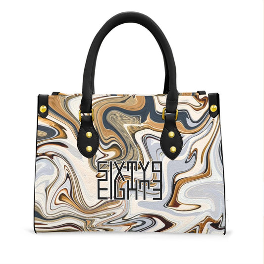 Sixty Eight 93 Logo Black & White Women's Tote Bag With Black Handle #1